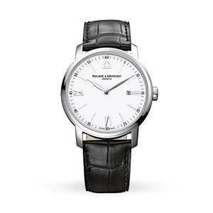 Baume & Mercier Classima Mens Watch White Dial 42mm Crocodile Strap M0A08485